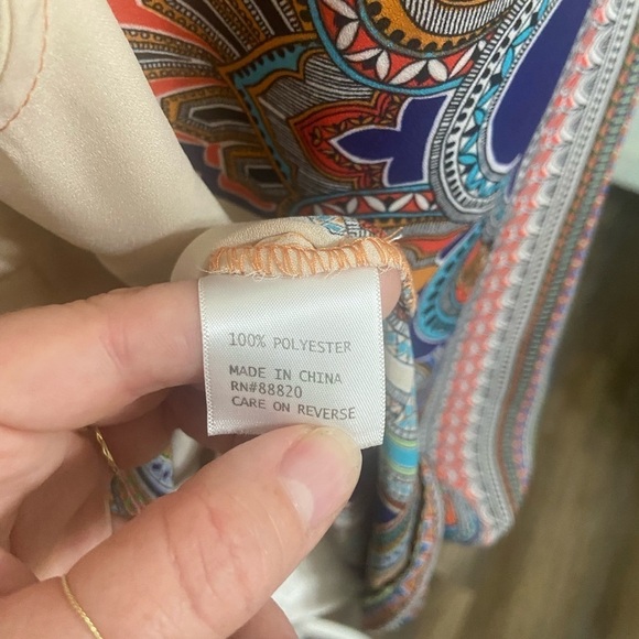 Cynthia Rowley Woman 1X tie front sleeveless artsy boho print tank/tunic EUC - Picture 6 of 6